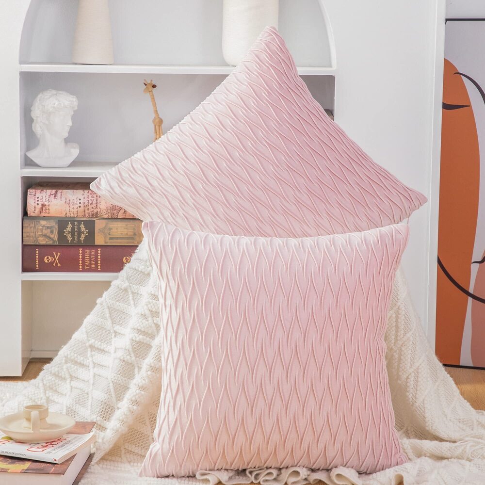 6411 Set of 2 Super Soft Velvet Decorative Throw Pillow Covers 22x22 inch